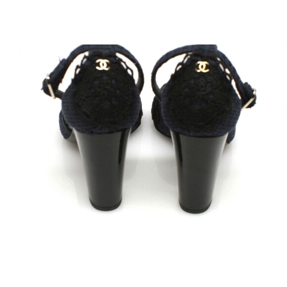 Chanel Black and Blue Sequin Edge Sandals size 36 - Picture 7 of 9